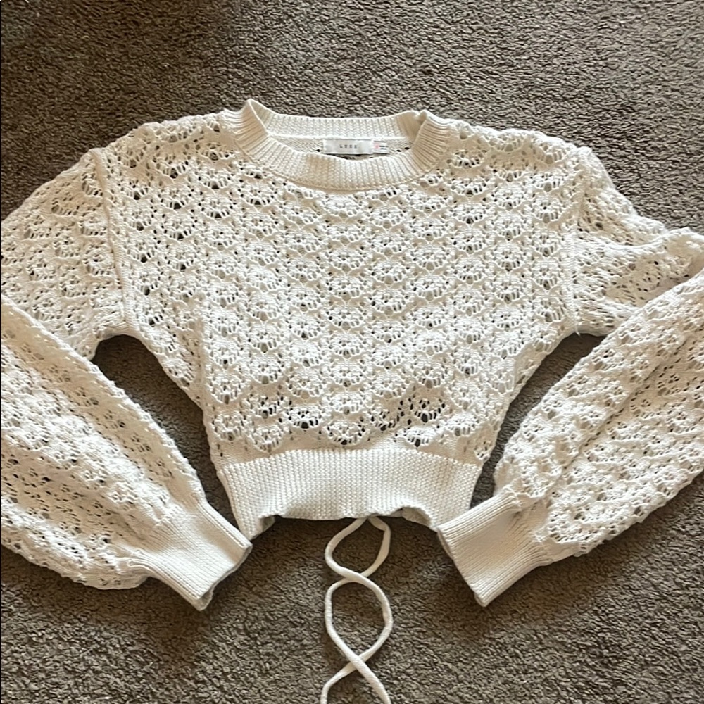 White Lace Knit Sweater